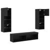 TV Wall Unit 6 Pcs Black Oak Effect Particleboard