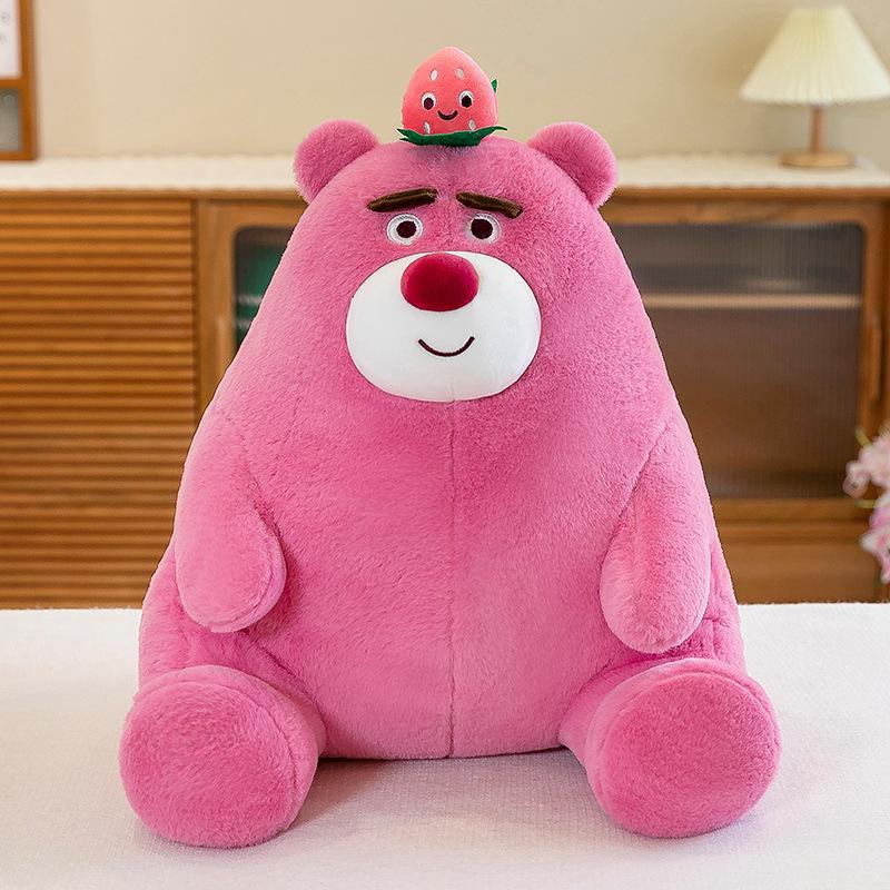 

Avocado Plush Bear Toy Strawberry Panda For Kids Short Hair Stuffed Pillow Animal 30cm Яскраво-рожевий