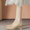 Women's French Nude High Heels 2025 Spring Autumn New Soft Leather Non-Tiring Feet Commuting Work Interview Versatile Shoes XCY40-555