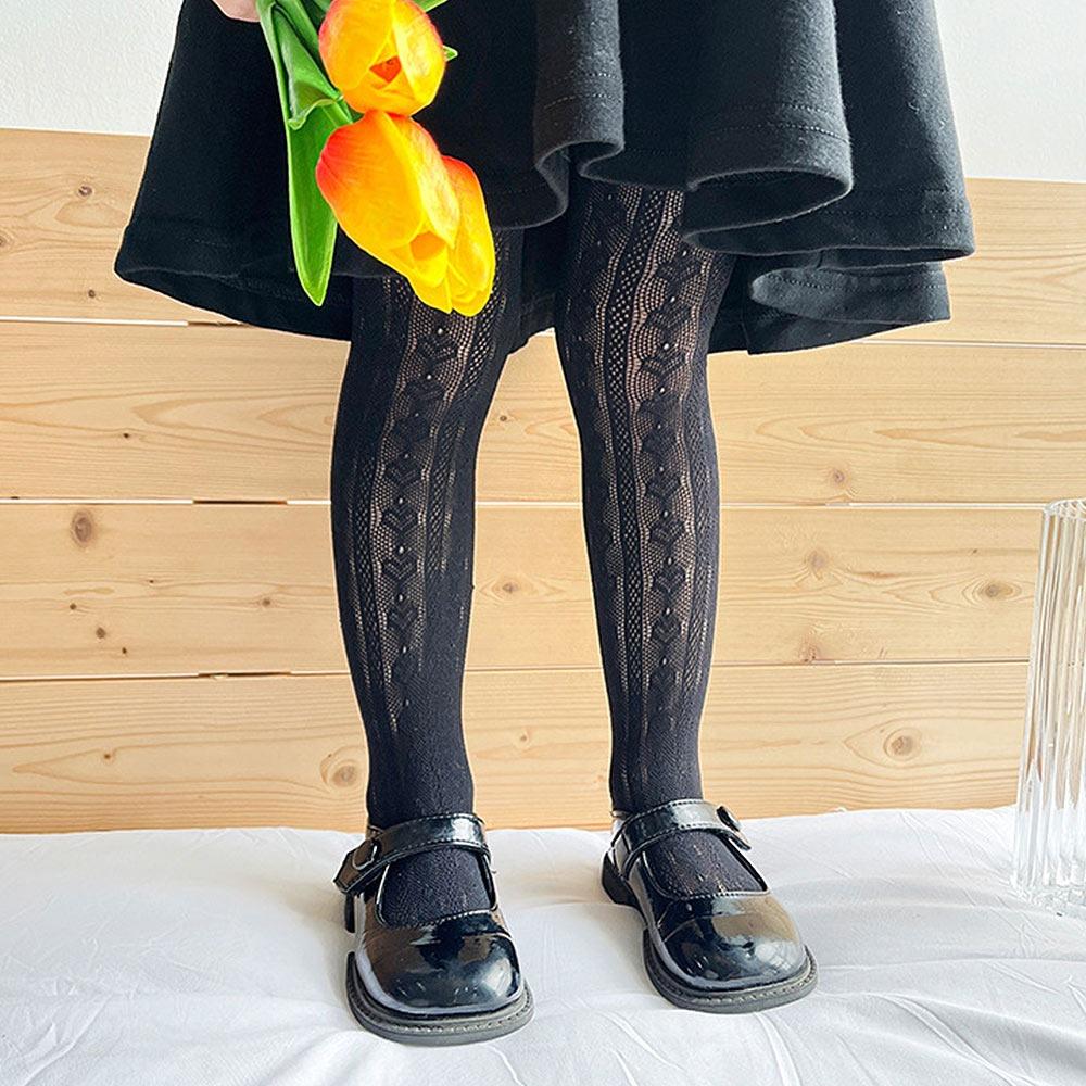 

Дитячі колготки з чистої бавовни, дихаючі сітчасті легінси Лоліта, дитячі танцювальні панчохи, шкарпетки, літо Black 4-8 years old