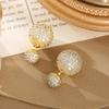 Elegant Micro-Paved Zircon Round Ball Earrings: Light Luxury Style Studs