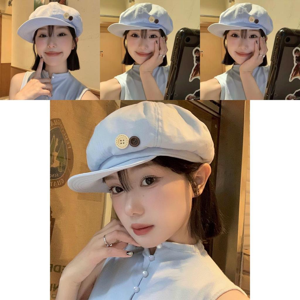 Vintage Japanese Blue Cloud Beret Hat For Women Summer Lightweight Versatile Style