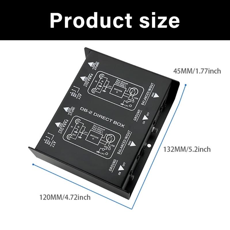 Metal Housing DI Box Double Channel Audios Isolator Hum Eliminators For Studio Recording Stage Use Noise reductions