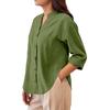 Lightweight Casual Blouse Loose Fit Button Down Shirt Long Sleeve Stand Collar Everyday Wear Relaxed Fit Women