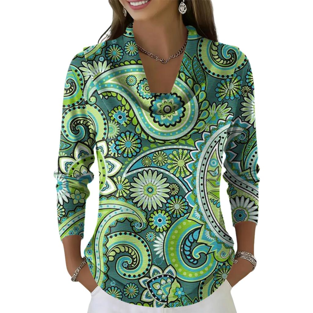 Dámský ležérní a módní svetr s dlouhým rukávem a potiskem, kulatým výstřihem