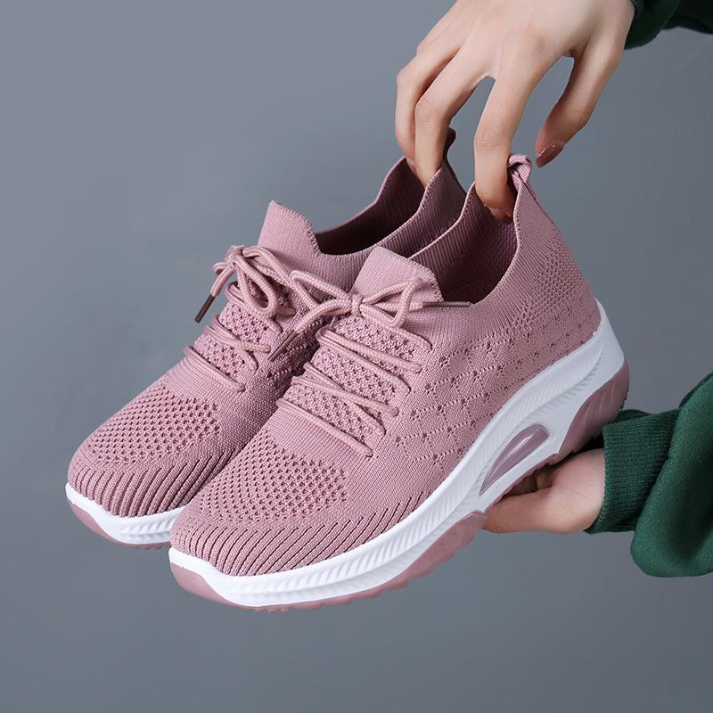 Shoes women's casual sports shoes women's fashion mesh shoes flying woven breathable women's shoes low heels are not tiring