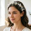 Hoofdband Bloemig Vlindermodel Verstelbaar Lint Lichtroze Tule Bloemen Haarband met Imitatie Parels Zirkonia Decoratie Feest Haaraccessoire