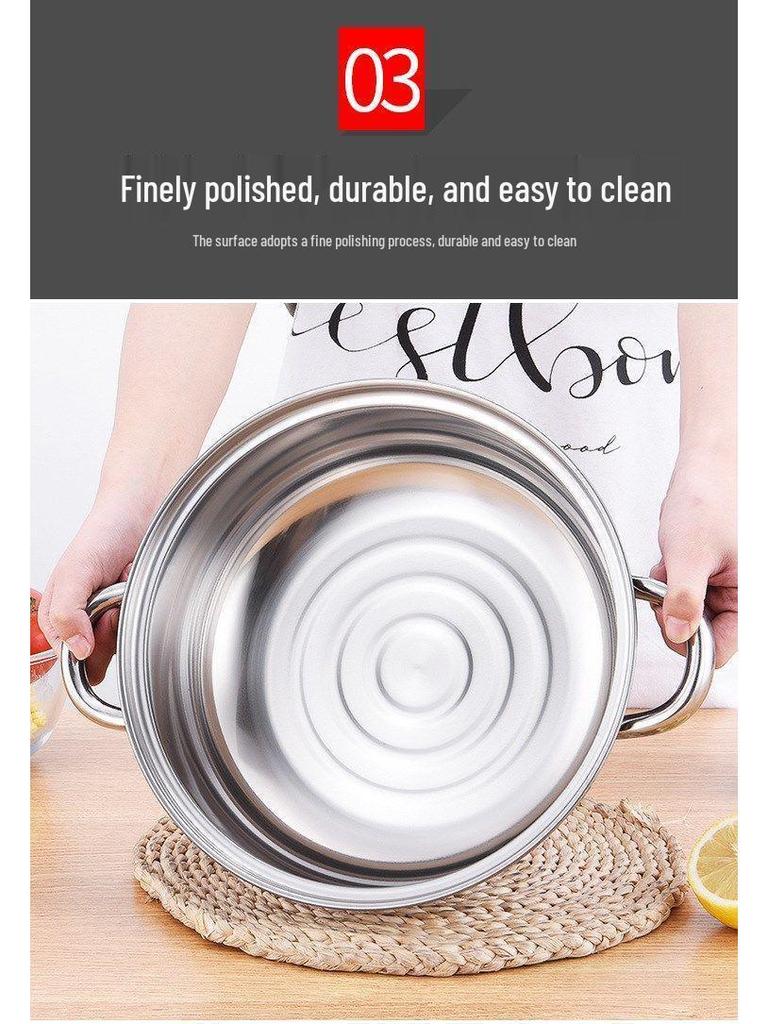 Stainless Steel Double-Ear Two-Layer Steamer Pot for Induction and Soup
