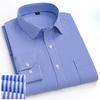 6XL Work Blue White Shirt Long Sleeves Men Formal Shirt Long Sleeve Office Solid Color Classic Striped Fashion Business Pocket