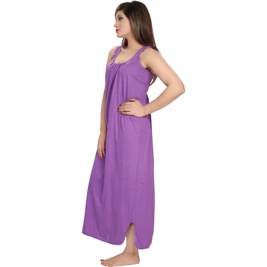 Beautiful Cotton U Neck Summer Maxi Gown Indian Women Sleepwear Nighty Dress