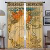 Alphonse Mucha Home Interior Curtains for Living Room Curtain Shades Blinds Partition Tulle for Bedroom Halloween Decoration