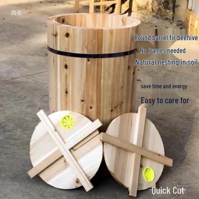 Fir Wood Horizontal Beehive with Inner Lid - Traditional Soil-Raised Design