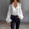 2026 Lente Nieuwe Dames Kant Patchwork Pofmouw Geplooide Blouse