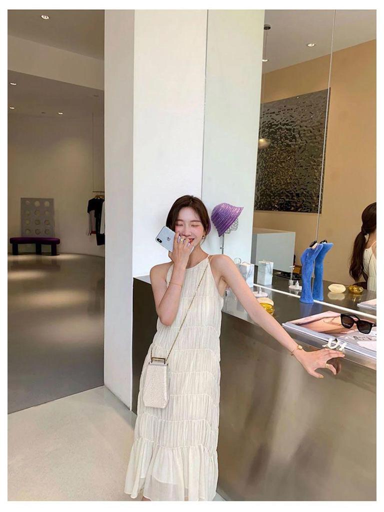 2026 Elegant Korean-Style Lightweight Seaside Spaghetti Strap Beach Dress