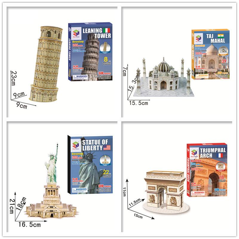 40 Stil Arhitectură Faimoasă în Lume Clădire Model Puzzle 3D Construcție Puzzle 3D Jucării Pentru Copii Cadou de Crăciun
