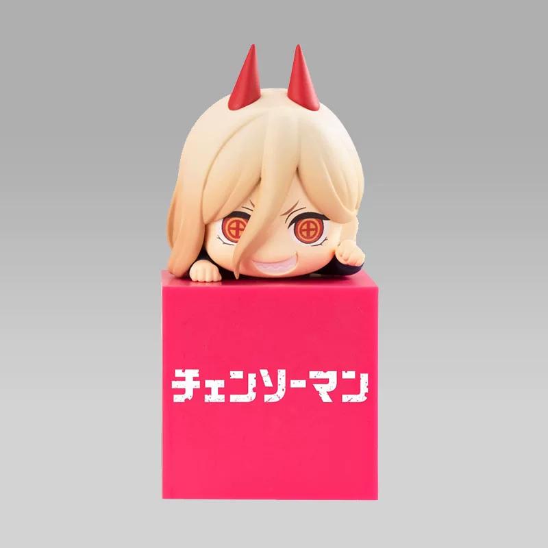 10cm Q Versie Chainsaw Man Hangend Peekende Figuur Schattige Chibi Makima Denji Power Anime Model Speelgoed Bureau Ornament Auto Decor Cadeau