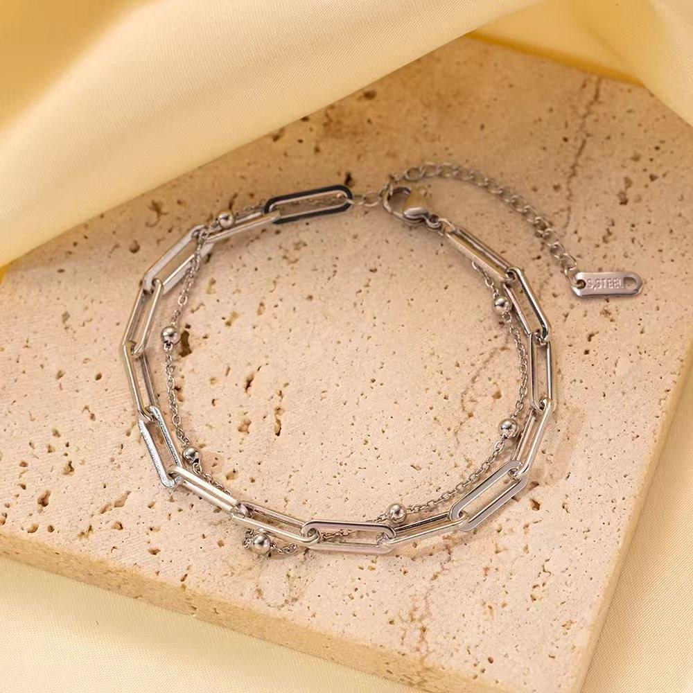 

Високоякісний жіночий браслет з нержавіючої сталі, що не тьмяніє - Популярна нішева прикраса, Колір сталі