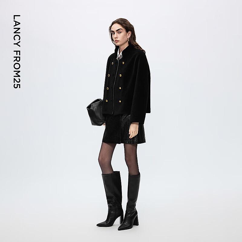 Women's Faux Fur Stand Collar Wool Blend Coat