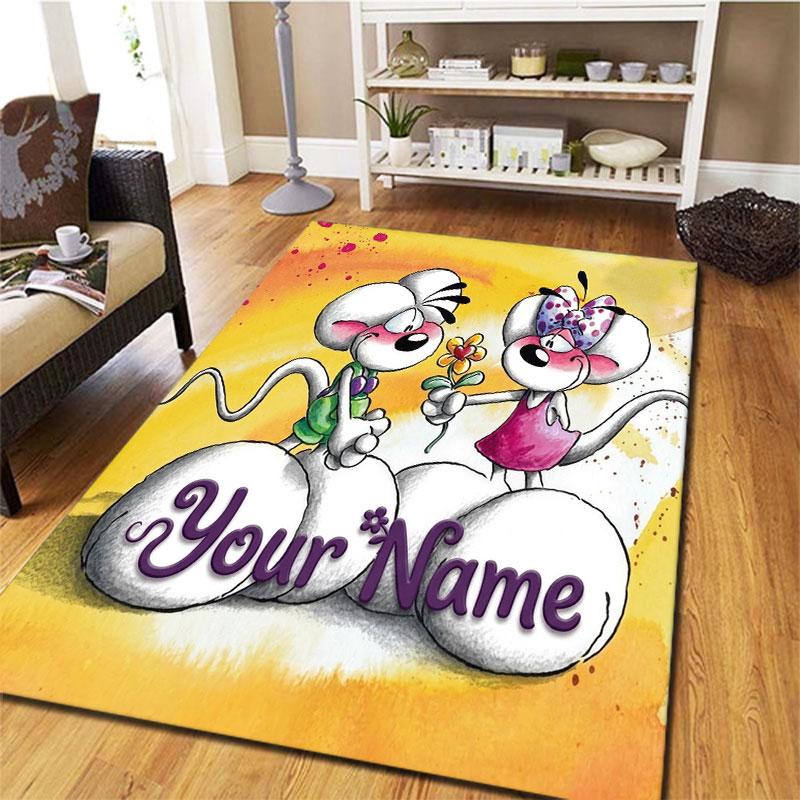 Diddl Custom Name Carpet Rug for Living Room Bedroom Home Sofa Decoration,Kids play Non-slip Floor Mat