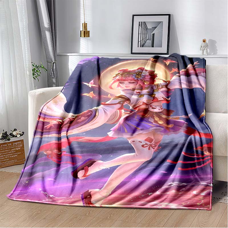 Princess and Knight Boat Scene Flannel Blanket, Magical Lantern Sky Throw Blanket