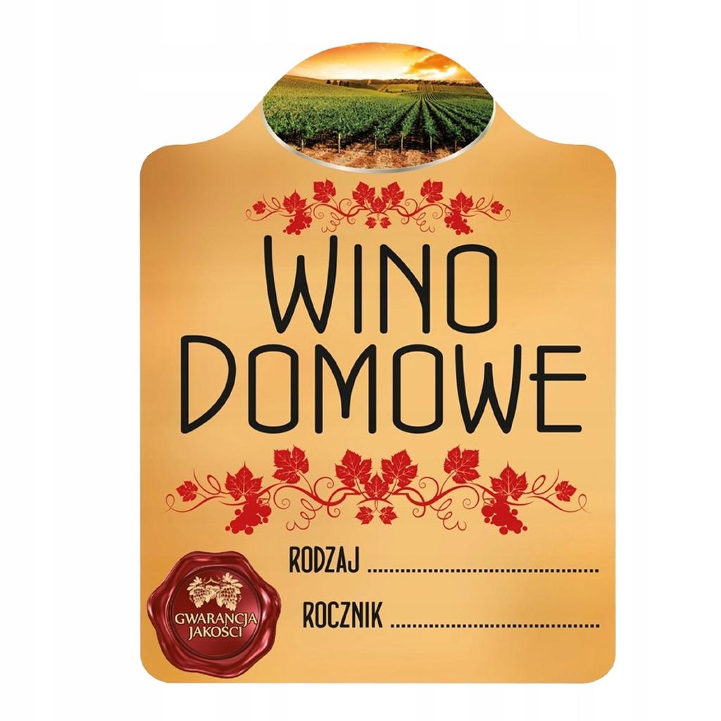 10X Etykieta Naklejka Wino Domowe Wino Żółte