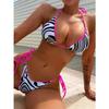 Bikini Sexy a Stampa Zebra Donna 2 Pezzi Triangolo Borsa Costume da Bagno Fascia Fluorescente Schiena Scoperta Costume da Bagno Vita Bassa Costumi da Bagno 2026