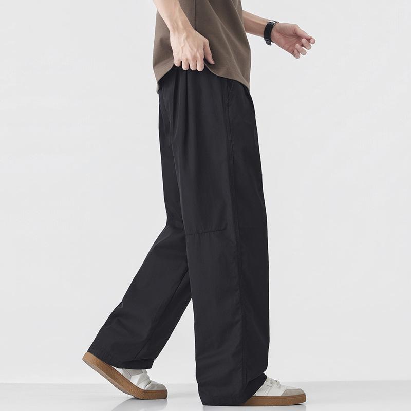 Simple wide-leg pants men's spring and summer new loose straight casual pants youth fashion drape trousers