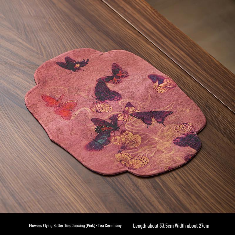 Xiangyunsha Zen-Style Waterproof Double-Sided Tea Mat, High-End Thickened Tablecloth for Dry Brew and Long Tea Tables 33*27cm