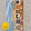 Cute Cat-Printed Beach Towel: Dive into Fun by the Sea! Suitable for towels, bath towels, beach towels