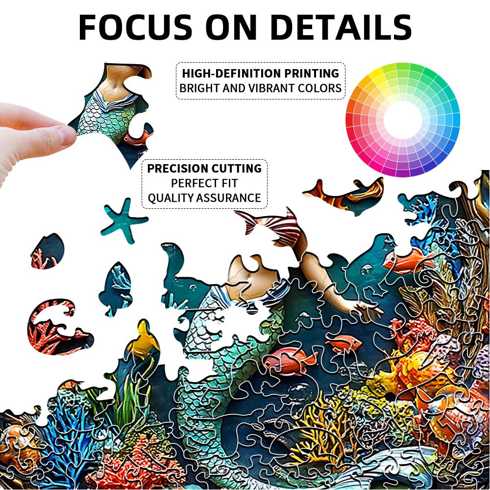 KAAYEE 3D Visual Mermaid Wooden Jigsaw Puzzle for Adults | 200-Piece Laser-Cut Wood Puzzle | Unique 3D Effect Artwork | Premium