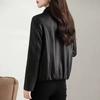 Women Autumn Winter Casual Short PU Leather Jackets Black Square Collar Leather Jacke Temperament Biker Top