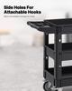 Utility Service Cart, 3 Shelf 550LBS Heavy Duty Plastic Rolling Utility Cart with 360° Swivel Wheels (2 with Brakes), Medium Lipped Shelf, Ergonomic