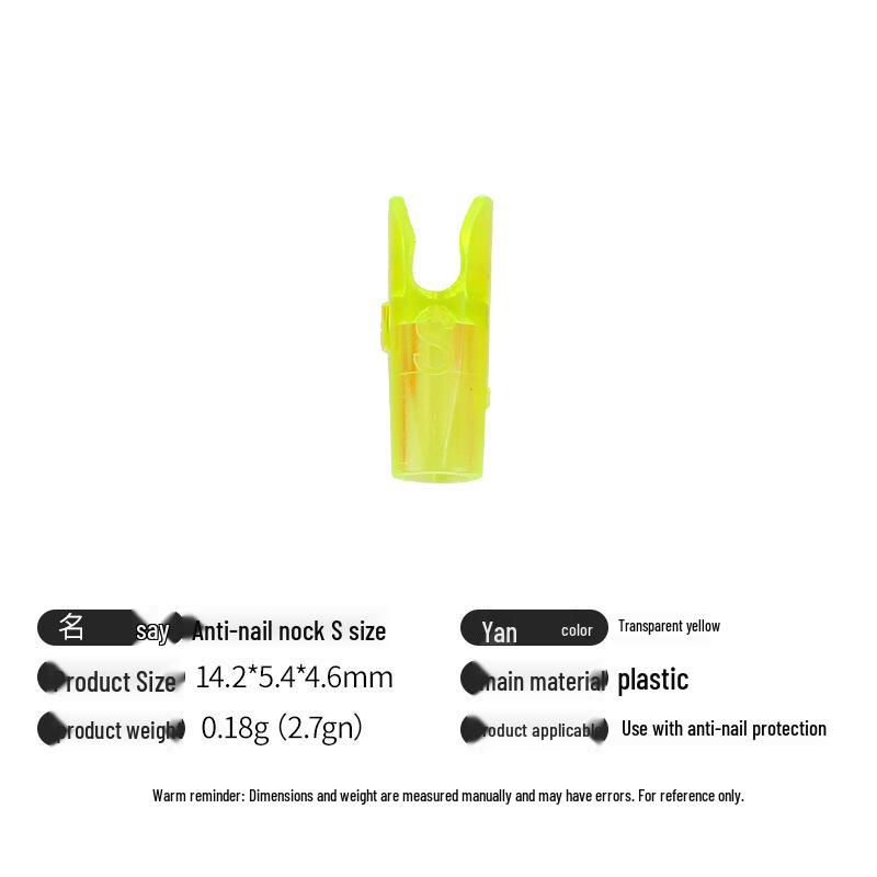 Multicolor Anti-Nail Plastic Arrow Nock with Inner Insert and Outer Wrap, Various Specifications Available.