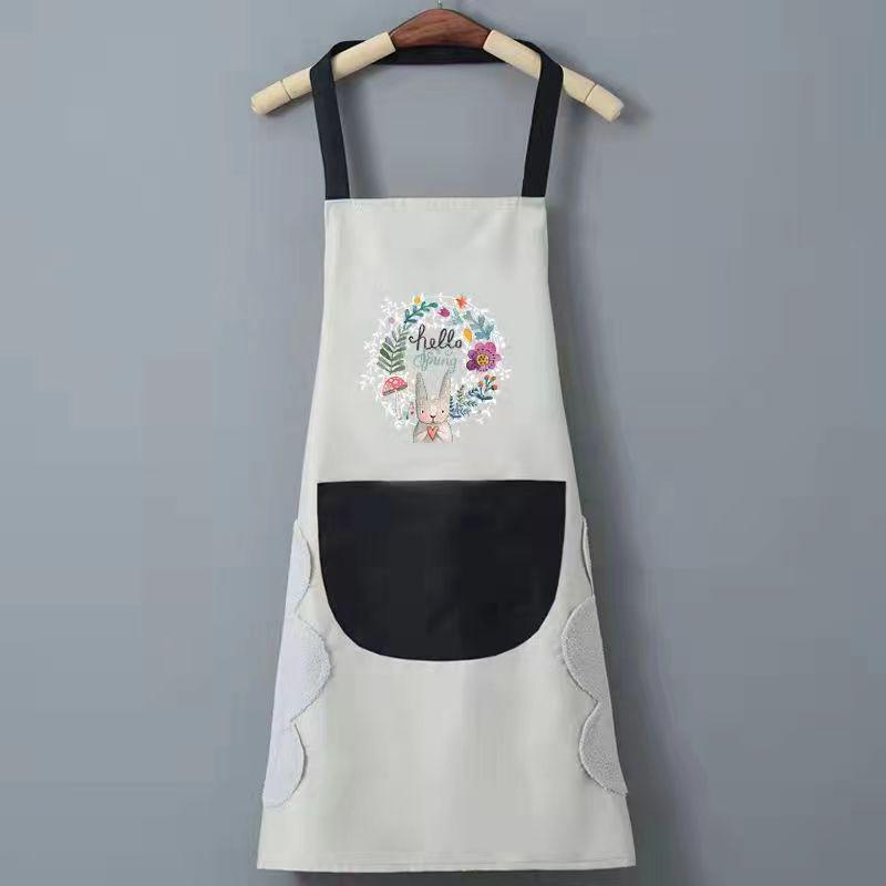 Waterproof Oil-Proof PVC Kitchen Apron with Wipe Hands Feature