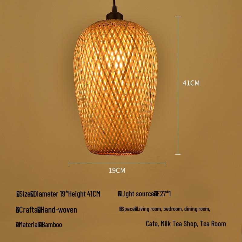 A8L Bamboo Pendant Lamp: New Chinese Zen Style, Rattan Woven Design, Ideal for Tea Rooms, Dining Areas & Teahouses with Japanese Antique Touch.