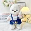 Medium Bear Outfit - Blue Pink Striped Carrot Overalls Set