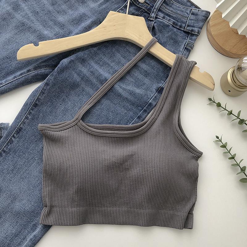 Spicy Girl One-Shoulder Backless Fixed Cup Comfort Bandeau Top One Size
