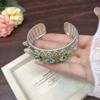 French retro wide version flash diamond open bracelet women's fashion heavy industry high-end bracelet set personalized light luxury jewelry