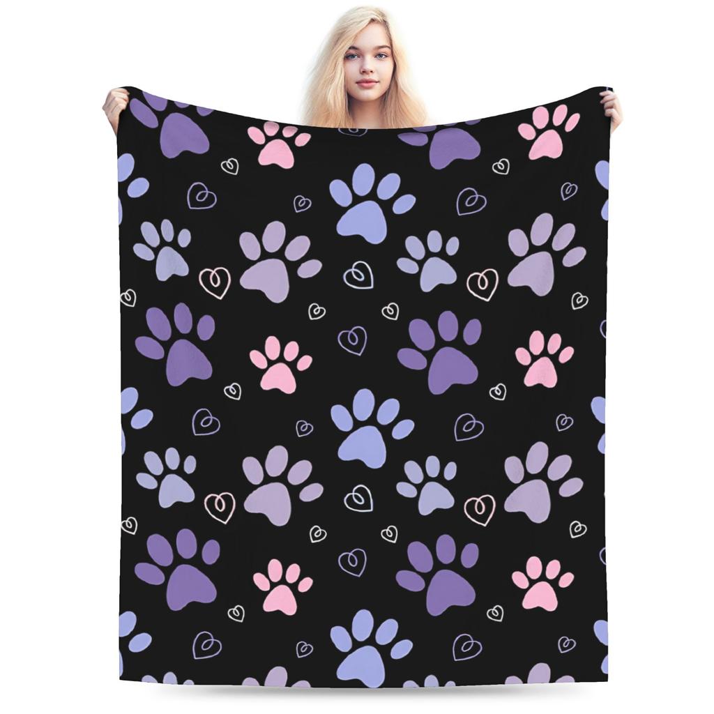 Dog Paw Print and Bone Blanket Quality Soft Warm Throw Blanket Winter Children Home Decor Pattern Bedspread