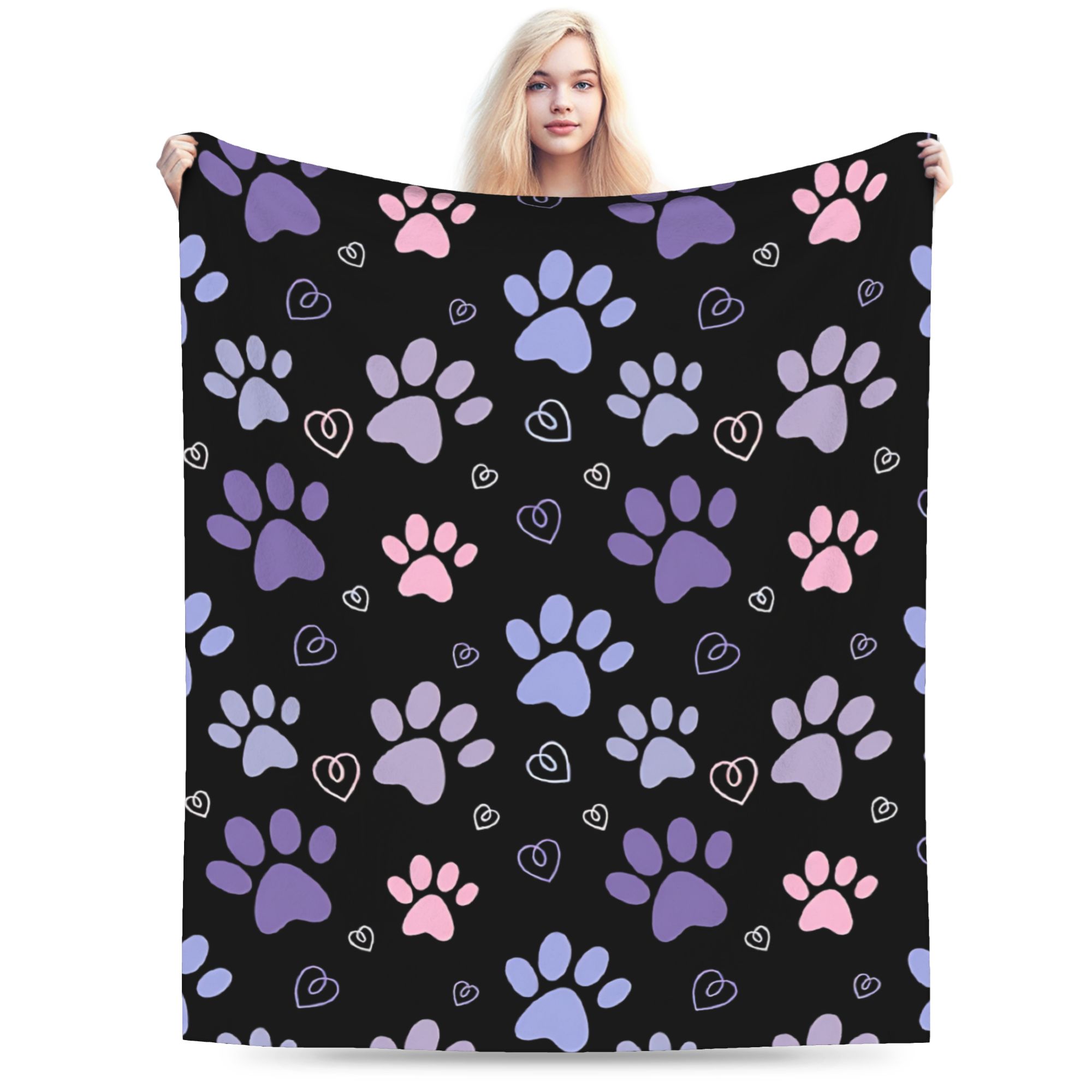 

Dog Paw Print and Bone Plush Blankets Students Flannel Bedding Throws For Couch Chair Warm Design Quality Bedspread Gift Idea 75x90cm