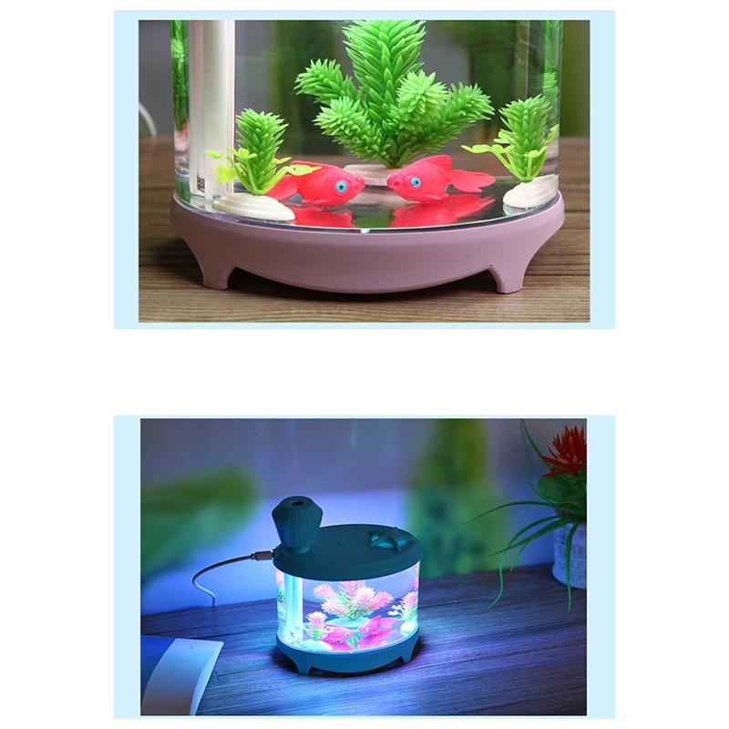 Creative Fish Tank Air Humidifier Diffuser Colorful Night Light DC5V USB Mini Mist Maker 460ML Water Diffuser White