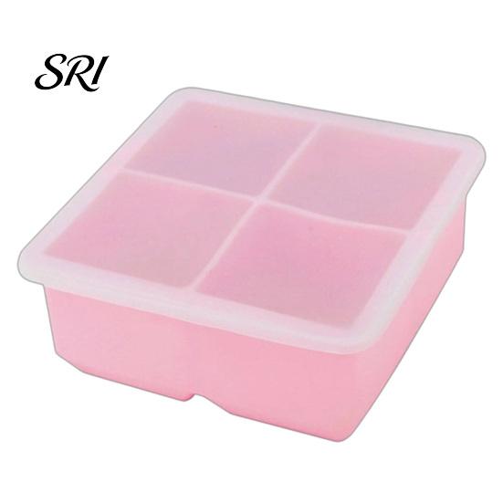 Durable Silicone Ice Mold Cube Tray with Lid 4/6/8 Cavities Easy Release Drinks Summer Refrigerator Cocktail Whiskey Maker Press Kitchen Supplies