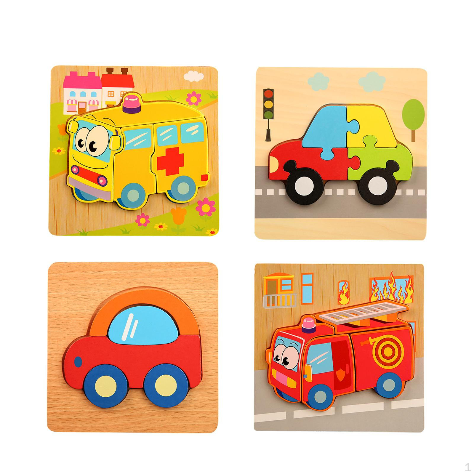 3D Wooden Puzzle Learning Toys Activity Cognitive Cartoon Toy for B