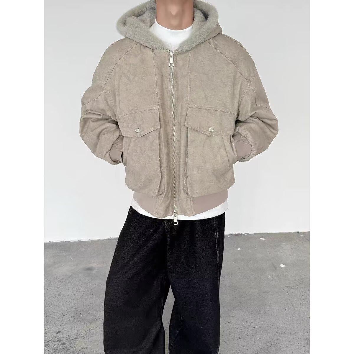 Unisex Winter Hooded Cotton Jacket with Marble Base Sculpture Design Medium