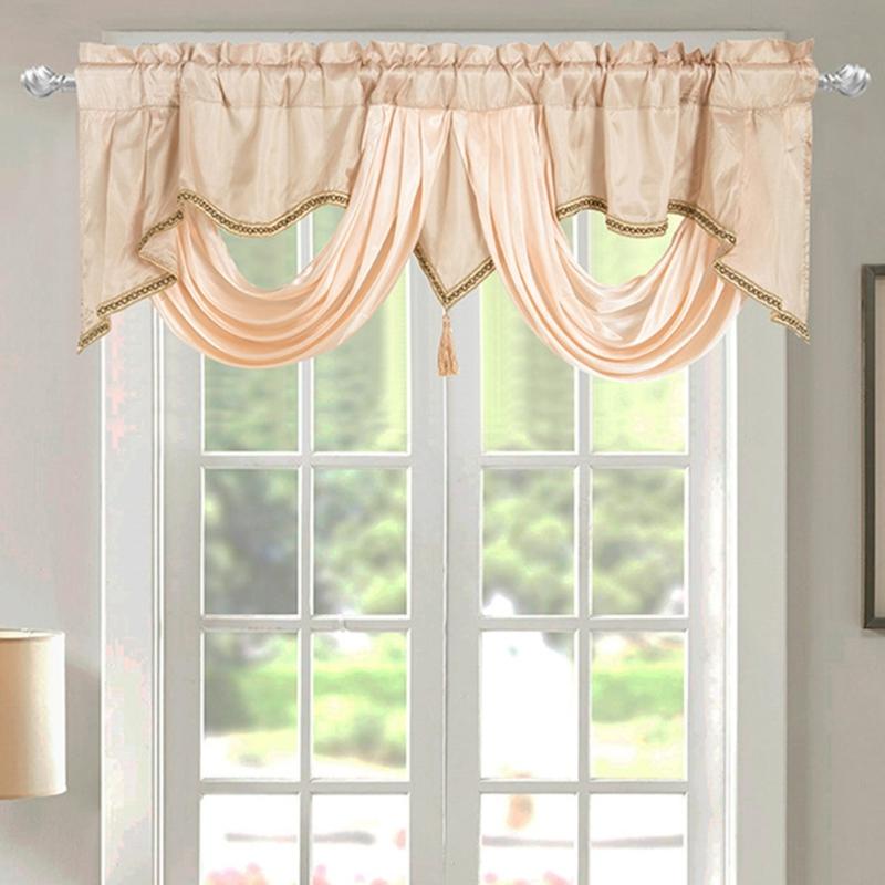 Wavy Design Window Valance with Fringes and Rod Pocket for Soft Light and Privacy In Bedrooms or Living Room Decoration