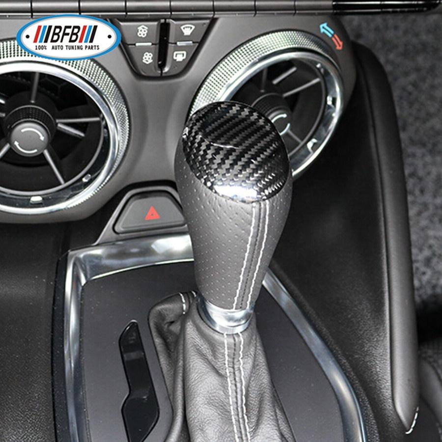 Real Dry Carbon Fiber Interior Trim Gear Knob Shift Knob Cover for Chevrolet Camaro 2016up add on чёрный