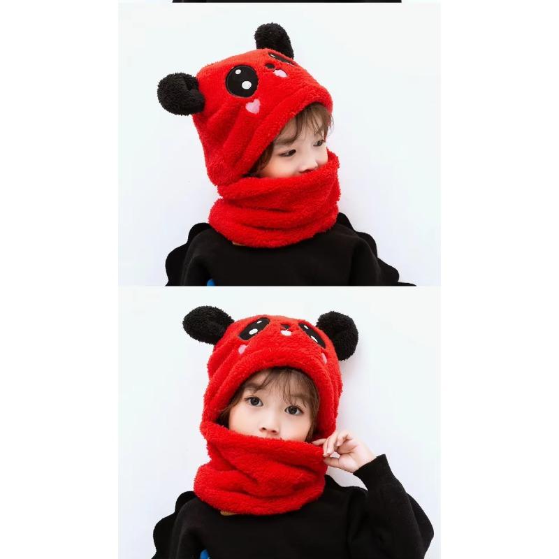 Cartoon-Mütze Mädchen Jungen Schal Verdickte Kappe Wintermütze Kinder Neugeborenes Baby Zubehör Kinderhut Fleece Kinderkappen