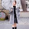 Women's Hooded Double-Faced Cashmere Coat - Slim College Style, Mid-Length, Versatile Wool for Autumn/Winter.