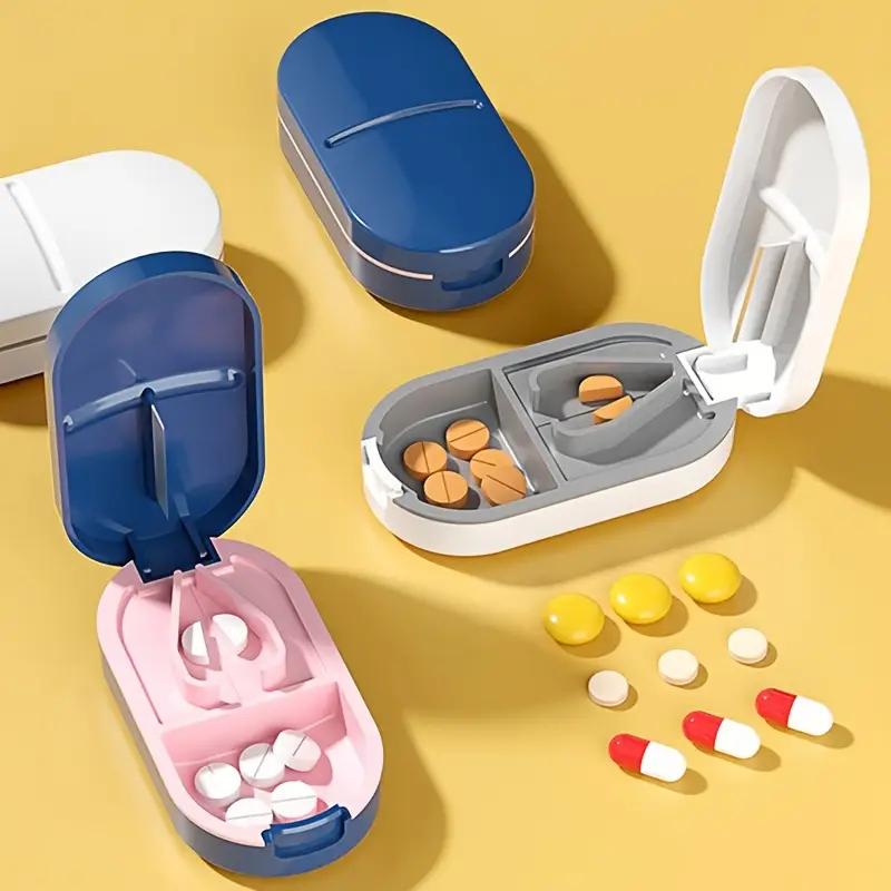 Compact Portable Pill Cutter Integrating Storage Box Adjustable Pill Splitting Crushing Function and Durable Steel Cutting Blade