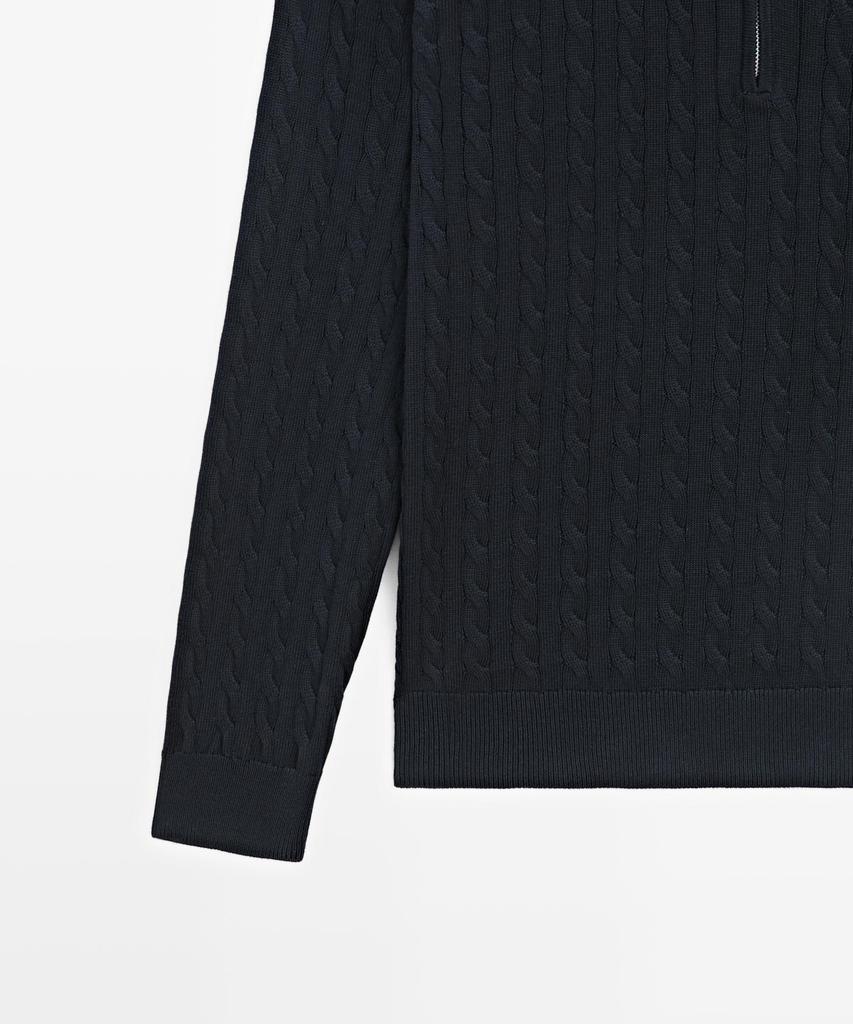 Masimodutti Zipper Detail Turtleneck Knit Sweater